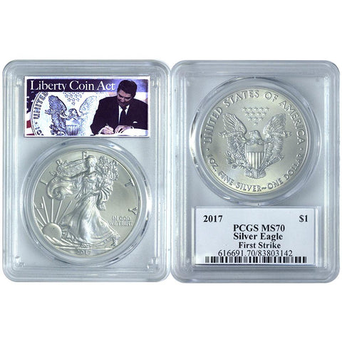 2017 Liberty Coin Act Silver Eagle PCGS - MS70 First Strike