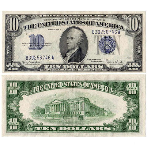 1934-D $10 Silver Certificate FR. 1705 - About Uncirculated