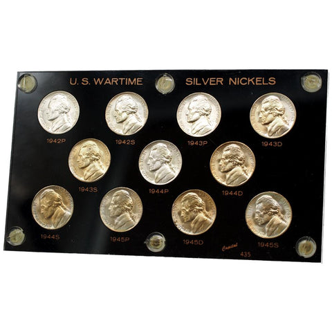 1942-1945 P-D-S Wartime Nickels Set w/ Capital Plastic Display Case