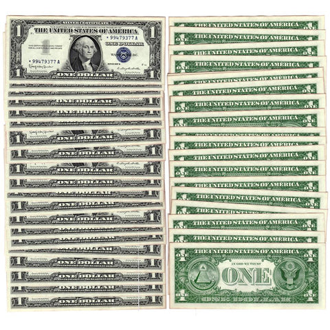 20 Consecutive 1957-B $1 Silver Certificate Star Notes - Crisp Uncirculated