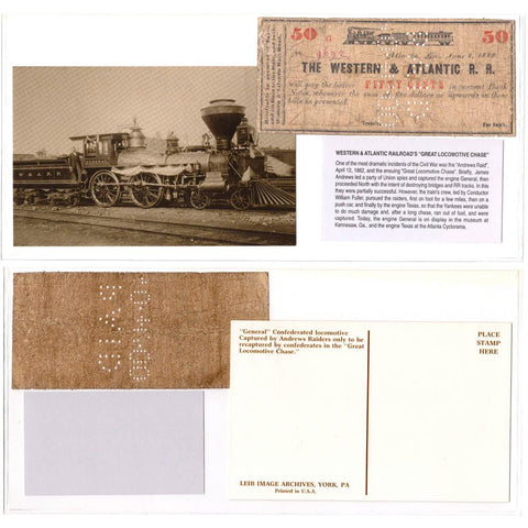 1892 The Western & Atlantic Railroad "The Great Locomotive Chase" 50 Cent Note Set