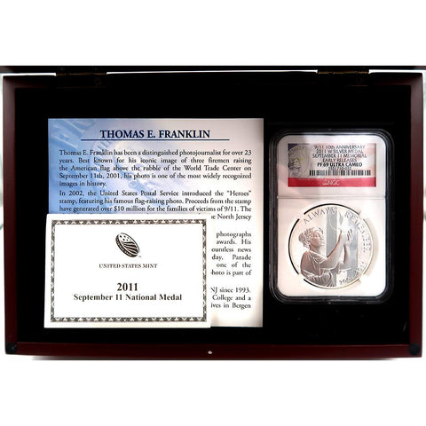 Franklin Mint Vault Collection 9/11 10th Anniversary 2011-W Silver Medal Coin NGC-PF 69
