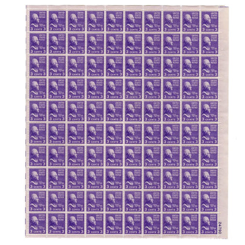 1938 3 Cent Scott# 807 Thomas Jefferson Stamp Sheet