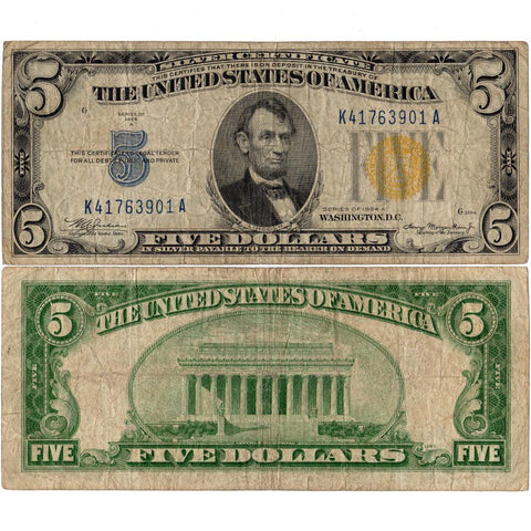 1934-A $5 "North Africa" Silver Certificate Fr.2307 KA Block - Fine