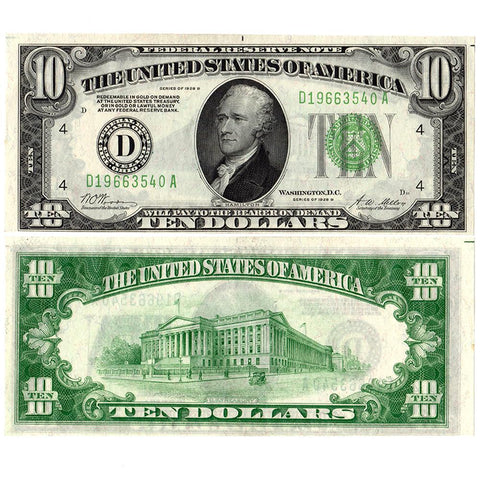 1928-B $10 Federal Reserve Note Cleveland Fr.2002-D - Unc.