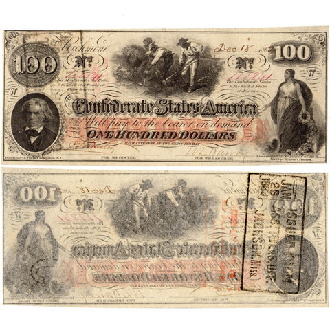 T-41 Dec. 18 1862 $100 Confederate States of America (C.S.A.) PF-25/Cr.318A ~ Uncirculated