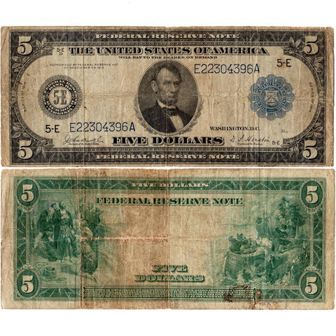1914 $5 Richmond Federal Reserve Note Fr. 862 - Very Good