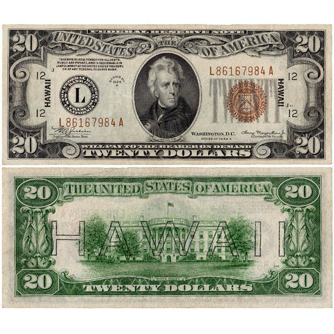 1934-A $20 Hawaii World War 2 Emergency Issue Federal Reserve Note Fr. 2305 ~ Crisp Uncirculated
