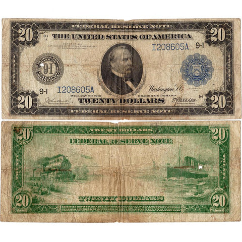 1914 $20 Federal Reserve Bank of Minneapolis Note Fr. 996 - Very Good