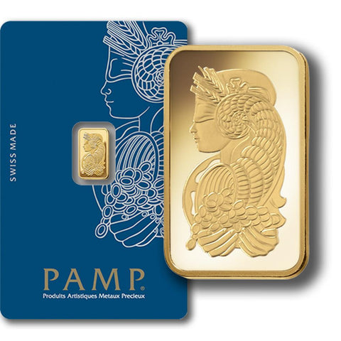 1 gram PAMP Suisse Fortuna .9999 Gold Bars in VeriScan Assay Card