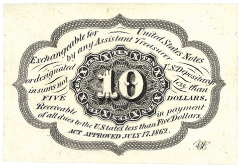(1862-1863) 1st Issue 10¢ Fractional Fr. 1242 ~ Uncirculated