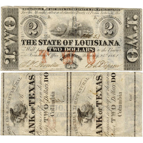 February 24, 1862 $2 State of Louisiana Note Cr.2 - Very Fine