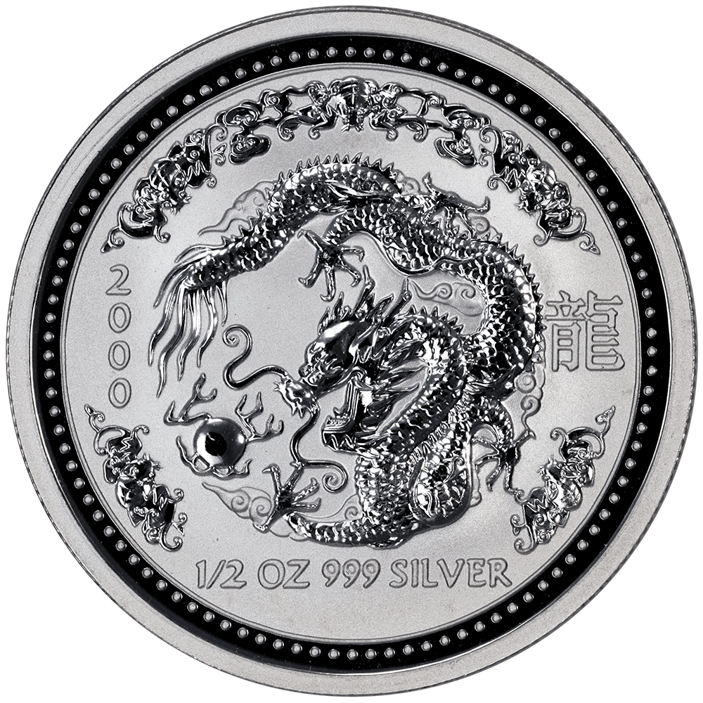 2000 Australia 50C Silver Year of the Dragon 1/2 oz .999