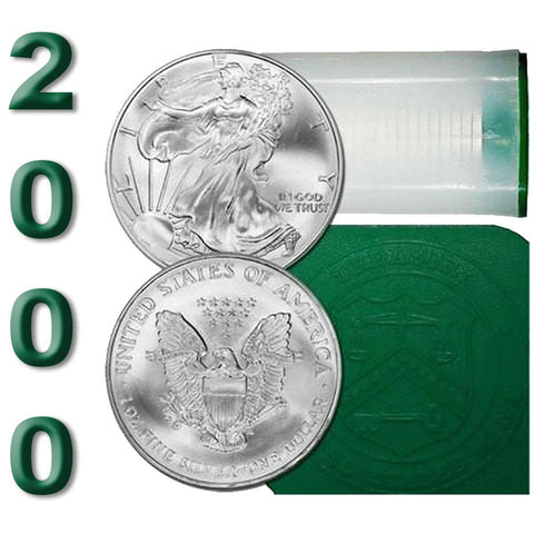 20-Coin Roll of 2000 American Silver Eagles - Crisp Original BU