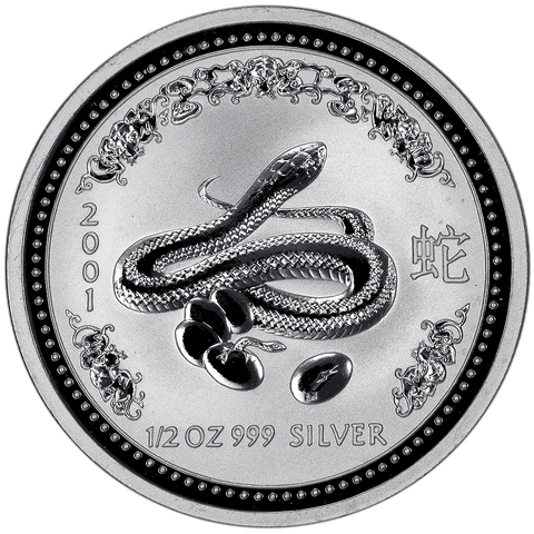 2001 Australia 50C Silver Year of the Snake 1/2 oz .999 Silver KM.1880 - Gem Brilliant Uncirculated (In Flip)