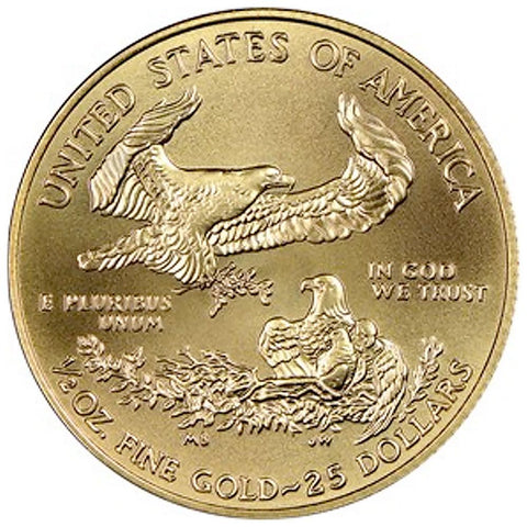 2016 $25 American Gold Eagle - 1/2 oz Net Pure Gold - Gem Uncirculated