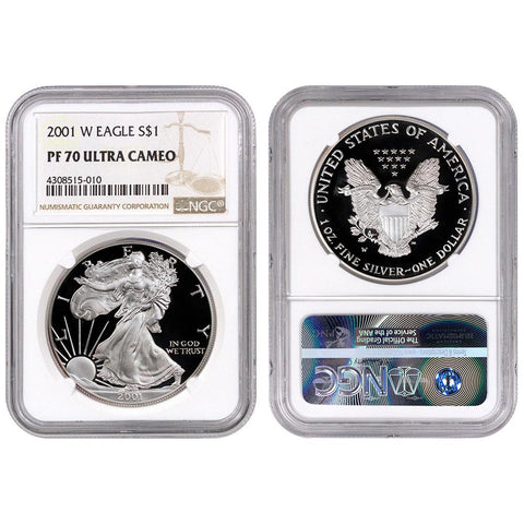 2001-W Proof American Silver Eagles in NGC PF 70