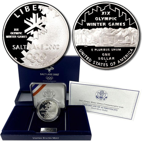 2002-P Salt Lake Winter Games Commemorative Proof Silver Dollar in OGP w/ COA
