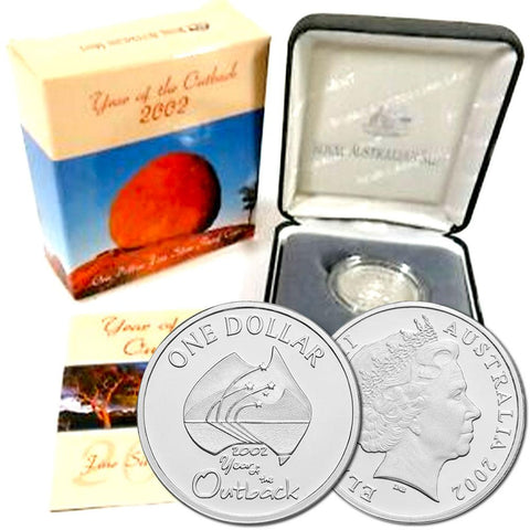 2002 Australia "Year of the Outback" Proof Silver Dollar KM. 600.1a - Gem Proof in OGP
