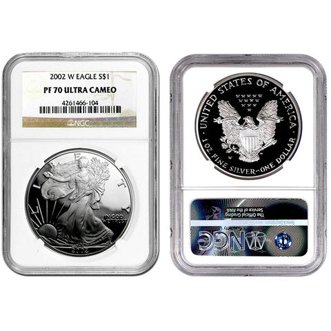 2002-W Proof American Silver Eagles in NGC PF 70