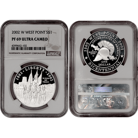 2002-W West Point Commemorative Silver Dollar - NGC PF 69 Ultra Cameo