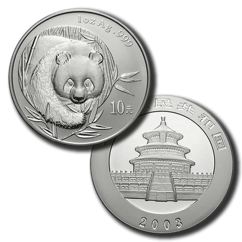 2003 China 10 Yuan Silver Panda 1 oz .999 Silver KM.1466 - Gem Brilliant Uncirculated (In Flip)
