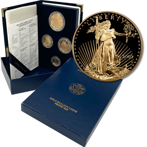 2003-W 4-Coin Proof Gold American Eagle Set in Box with COA (1.85 AGW)