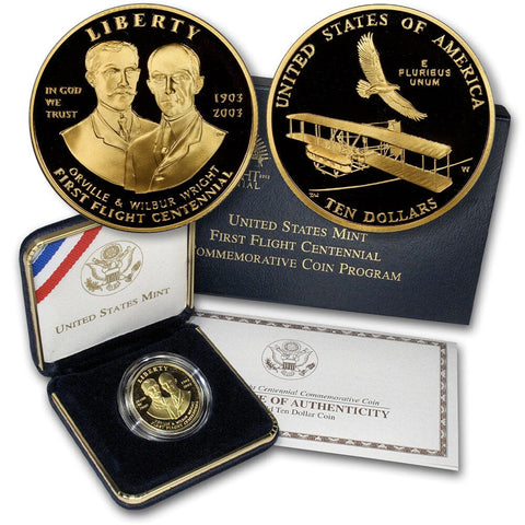 2003-W $10 First Flight Proof Commemorative Gold in OGP w/ COA