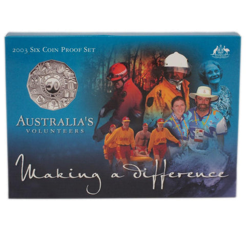 2003 Royal Australian Mint Six Coin Proof Set "Australia's Volunteers" - Gem Proof in OGP