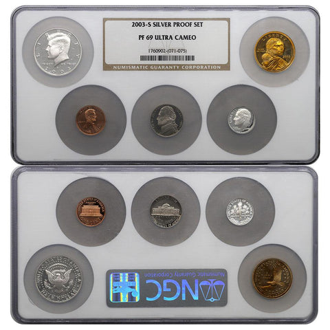 2003-S Silver Proof Set - NGC PF69 Ultra Cameo 5 Coin Set