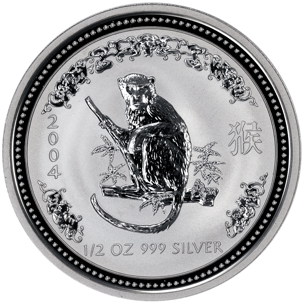 2004 Australia 50C Silver Year of the Monkey 1/2 oz .999 Silver KM.673
