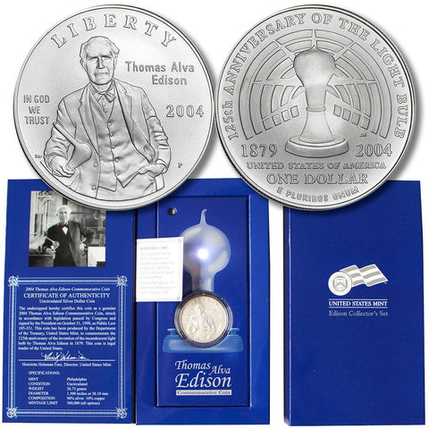 2004 Thomas Edison Collectors Set w/ Silver Dollar Commemorative in OGP