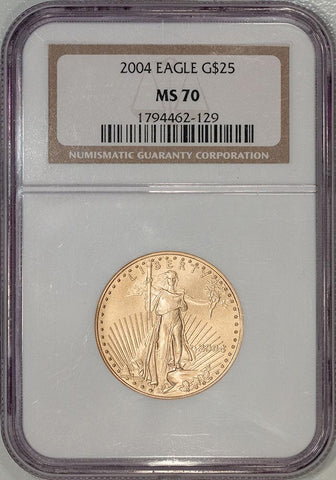 2004 $25 American Gold Eagle - 1/2 oz Net Pure Gold - NGC MS 70