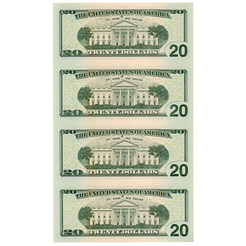 4-Subject Sheet of 2004-A $20 Federal Reserve Star Notes, Fr. 2091-A* - Gem Uncirculated