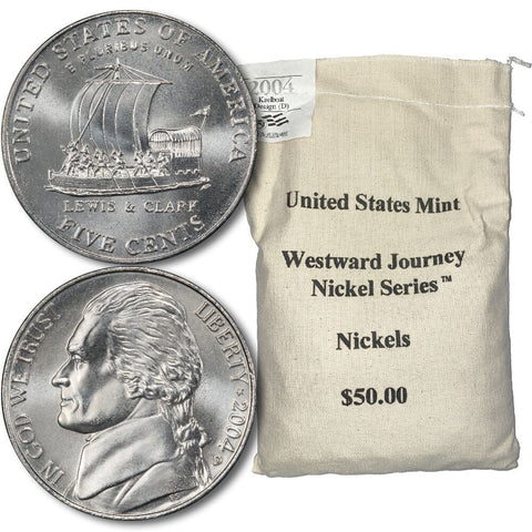 $50 U.S. Mint Sewn Bag of 2004-D Keelboat Jefferson Nickels