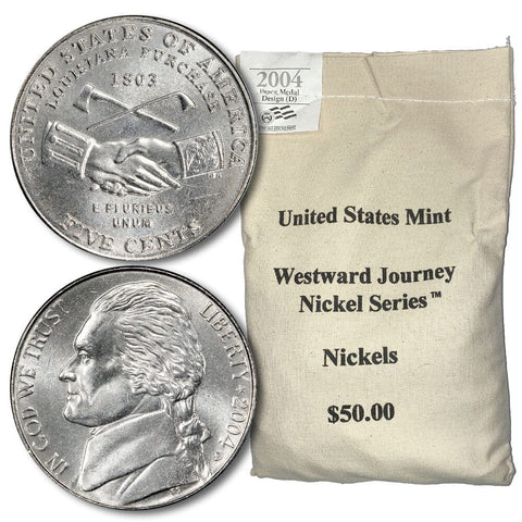 $50 U.S. Mint Sewn Bag of 2004-D Peace Medal Jefferson Nickels