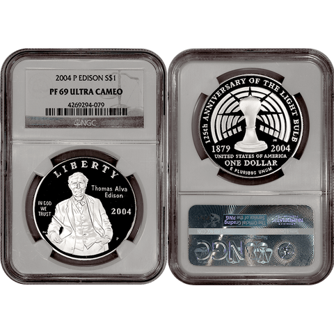 2004-P Edison Commemorative Silver Dollar - NGC PF 69 Ultra Cameo