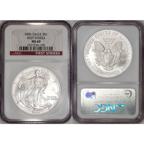 2006 American Silver Eagle - NGC MS 69 First Strikes