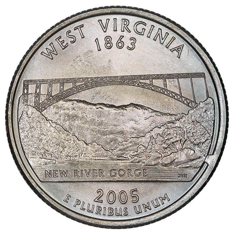 2005-P West Virginia State Quarter - Retained Cud/Die Break - Uncirculated