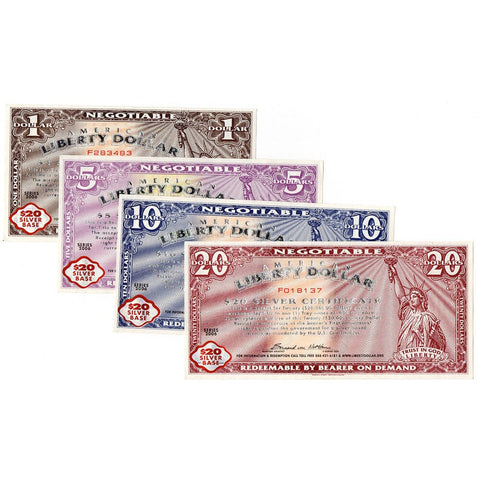 2006 1 - 5 - 10 - 20 NorFed Liberty "Dollar" Warehouse Receipts