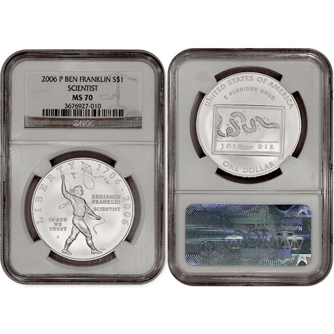 2006-P Ben Franklin Scientist Commemorative Silver Dollar - NGC MS 70