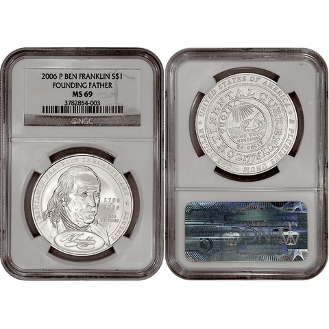 2006-P Ben Franklin Founding Father Commemorative Silver Dollar - NGC MS 69