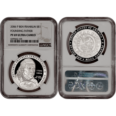 2006-P Ben Franklin Founding Father Commemorative Silver Dollar - NGC PF 69 Ultra Cameo