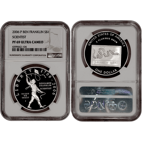 2006-P Ben Franklin Scientist Commemorative Silver Dollar - NGC PF 69 Ultra Cameo