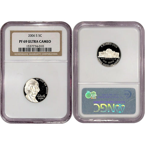 2006-S Proof Jefferson Nickel "Return to Monticello" - NGC PF 69 Ultra Cameo