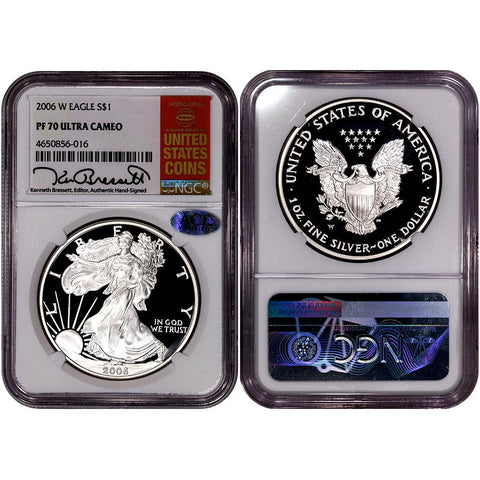 2006-W Proof American Silver Eagles in NGC PF 70 UCAM Bressett Signature