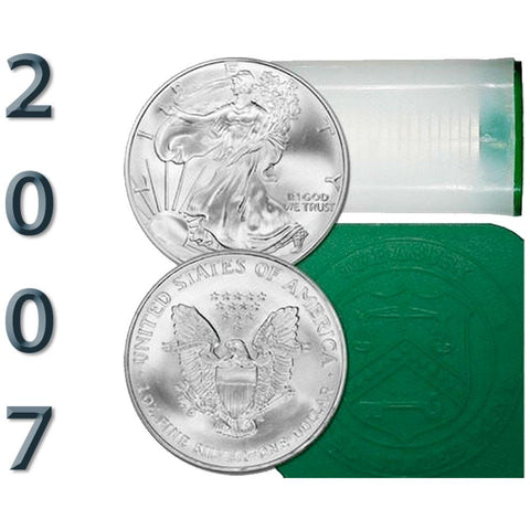 20-Coin Roll of 2007 American Silver Eagles - Crisp Original BU