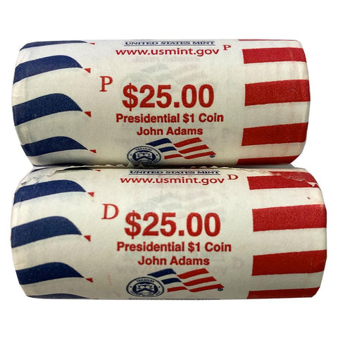 2007 P & D John Adams Presidential Dollar $25 Rolls - Gem in Original Rolls