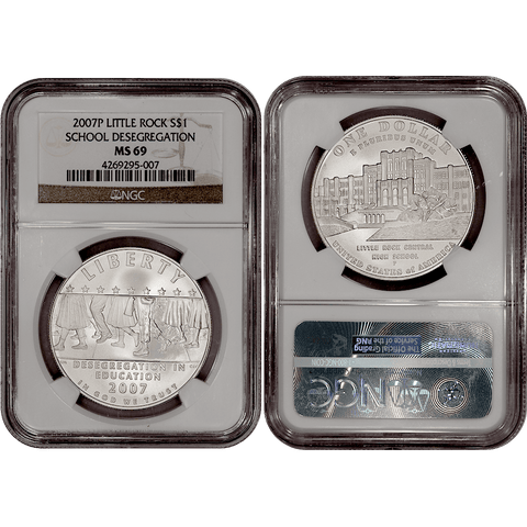 2007-P Little Rock Desegregation Commemorative Silver Dollar - NGC MS 69
