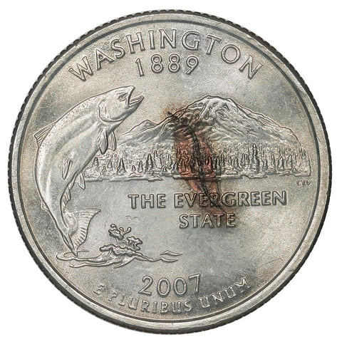 2007-P Washington State Quarter - Obverse Struck Through Wire/Fragment - Uncirculated